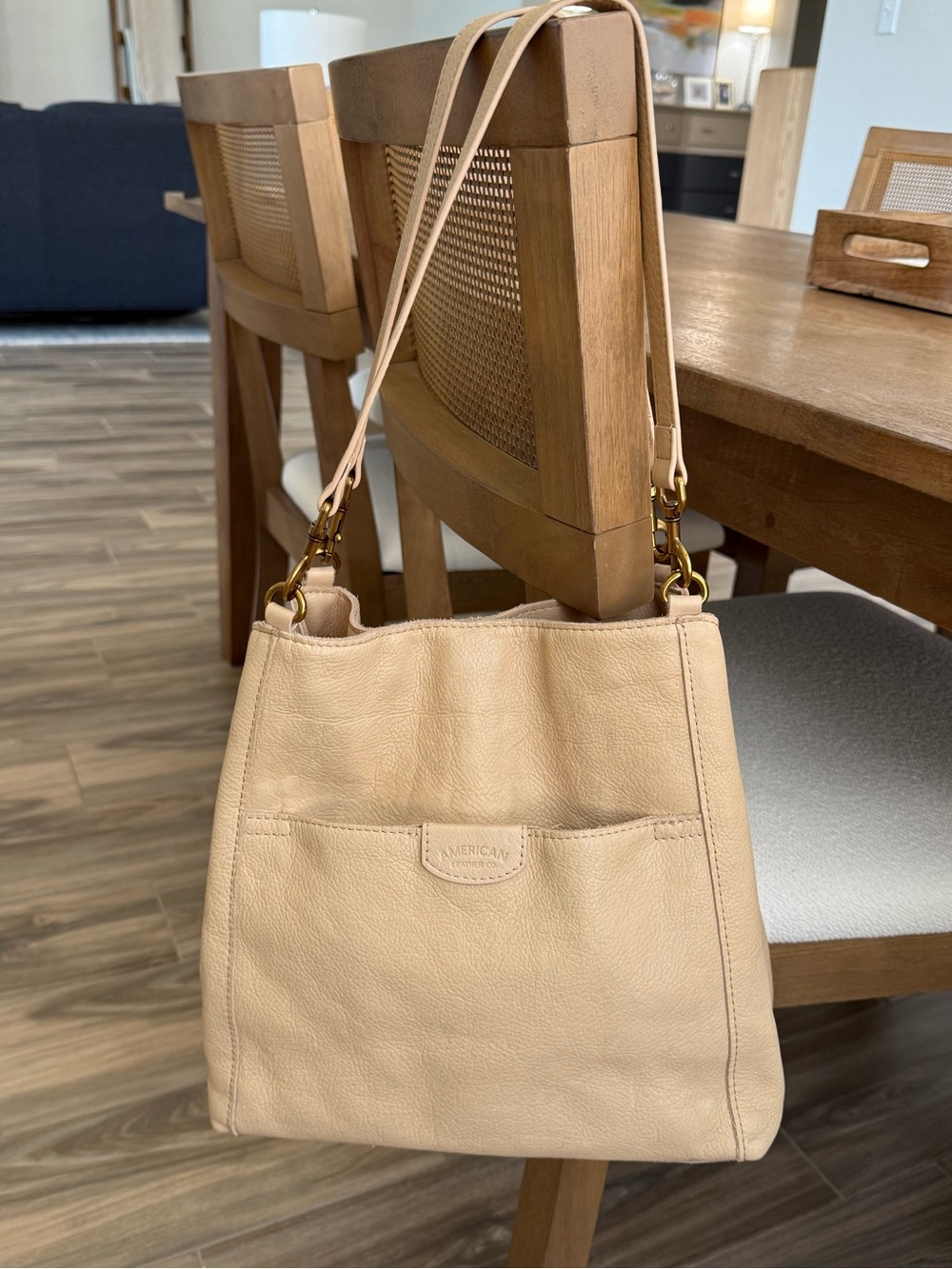 American Leather Co Triple Compartment Purse in Light Tan